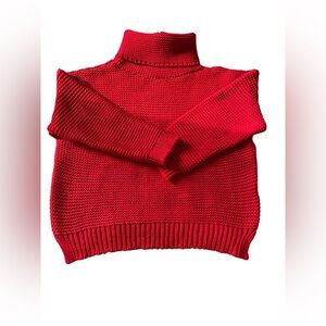 Elegant Red Cowl Neck Sweater